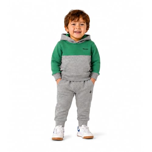 Image of Volcom Infant Toddler Baby Boys Joggers Set - 2 Piece Fleece Pullover Hoodie and Jogger Pants Activewear Set (Sizes: 12M-7)
