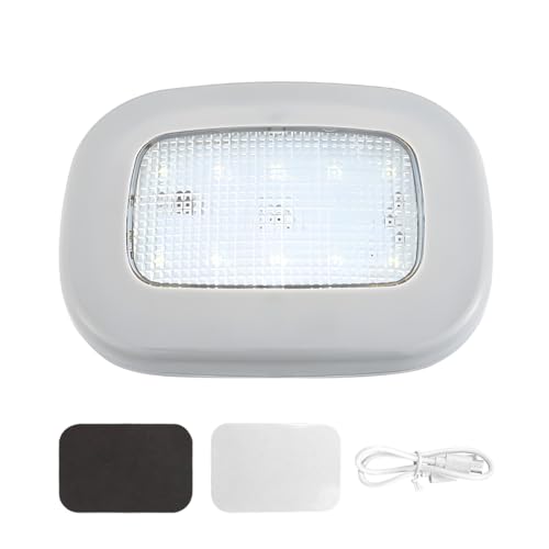 Image of KVAEY Magnetic Dome Light for Car, LED Press Switch USB Rechargeable Car Interior Ceiling Roof Reading Lamp, Universal Wireless Car Dome Light Accessories for Car RV Truck Trailer Camper (Gray)