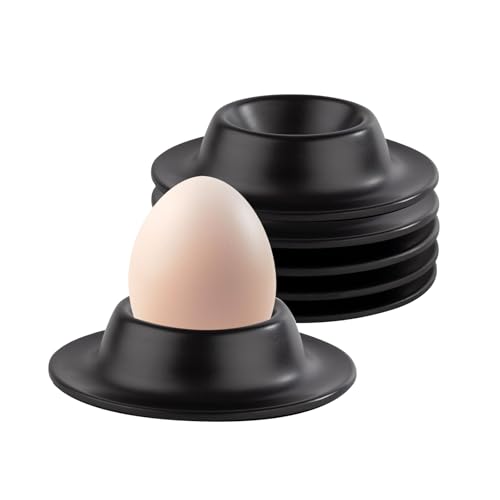 WOUYTPE 6 Stück Eierbecher Schwarz Eierbecher Set Bruchsichere Eierhalter Nut-Feder-Konstruktion zur Aufnahme von Eiern Wodurch das Risiko des Wegrollens und der Kollision Verringert Wird