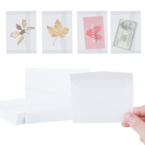 Enveloppes transparentes anti-poussière pour graines et timbres | Mini pochette de 10,7 x 6,3 cm