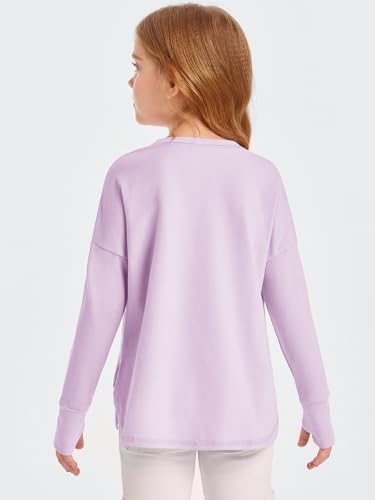 Haloumoning Girls Athletic Shirts Long Sleeve Active Quick Dry Tops Kids Gym Yoga Tees with Thumb Holes 5-14 Years3