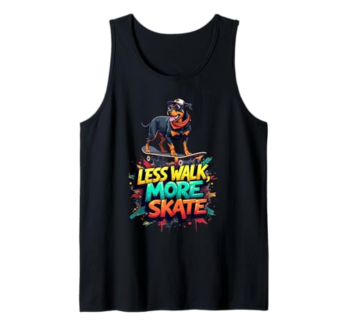 Divertido regalo de patineta para dueños de perros Rottweiler Camiseta sin Mangas