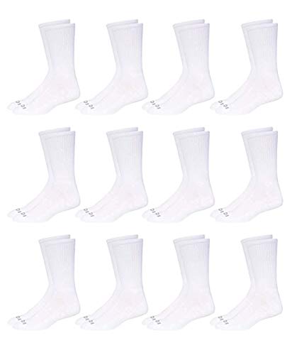 AND1 Men's Athletic Arch Compression Cushion Comfort Crew Socks (12 Pack), Size Shoe Size: 6-12.5, White
