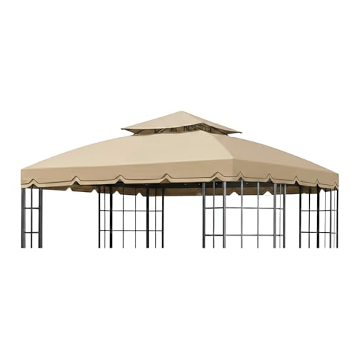 Garden Winds Reinforced RipLock 350 Replacement Canopy Top Cover Compatible with Bay Window 10' x 12' Gazebo Models L-GZ120PST-2, L-GZ120PST-2D - Beige