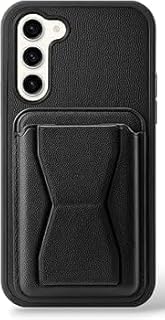 حافظة جلدية متوافقة مع سامسونج جالاكسي A26/A17 من الجلد المقاوم للصدمات مع حامل مدمج من جلد البولي يوريثين لمظهر مع محفظه كروت انيق وقبضة مريحة (اسود)