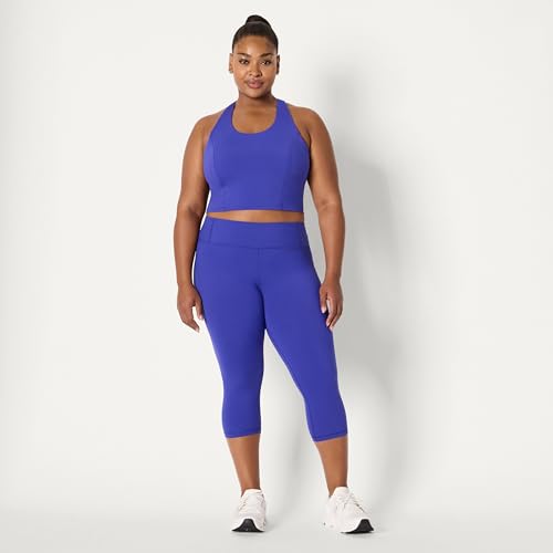 Amazon Essentials Women's Active Total Train Medium Support Racerback Gym Workout Crop Tank with Built-In Bra, Royal Blue, Small - image 7