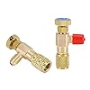 2PCS R410A R22 Air Conditioning Refrigerant Charging Valve Adapter, 1/4‘ Male to 1/4‘ Female, Liquid Safety Valve Manifold Gauge Refrigeration Hose Adaptors Quick Connect Coupler Recharge Kit #1