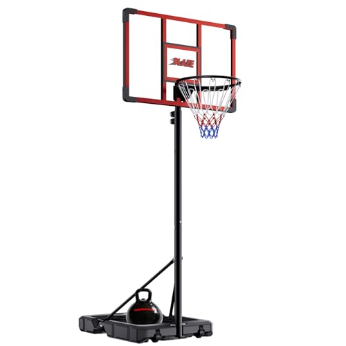Portable Basketball Hoop 4.1–8.5FT Adjustable, 32' Shatterproof Backboard, Fillable Base with Weight Bag & Wheels, Outdoor Basketball Goal for Kids & Teens Backyard Driveway(Red)