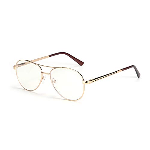 ZENOTTIC Óculos antirBlu-ray, óculos de aviador leves, óculos de telefone para computador, armação metálica moderna para homens e mulheres, Dourado