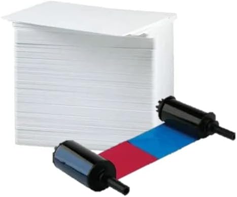 Nisca NGYMCKO3/3BP YMCKO Color Ribbon - 250 Prints for PR-C151, PR5350, PR5360LE, and PR53LE Printers with 500 ID Zone Premium White Blank Plastic CR80 30 Mil PVC Cards