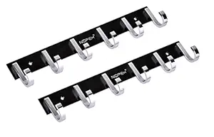 NOPEX Stainless Steel Premium High Glossy J 6 pin Hooks Bathroom Cloth Hooks Hanger Door Rail for Hanging Keys, Clothes, Towel Hooks Hook Rail (Pack of 2)