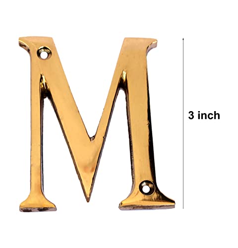 eSplanade - Haus-Hotel-Tür-Namen-Alphabete aus Messing, Wand-Türschild, Buchstaben-Alphabet, 7,6 cm, goldfarben (\A\-Alphabet) (\M\-Alphabet-3\)