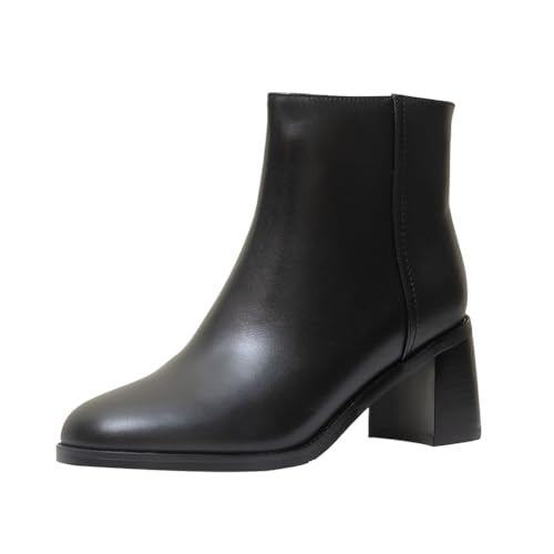 ONEENO Women's Dress Heels Leather Ankle Boots