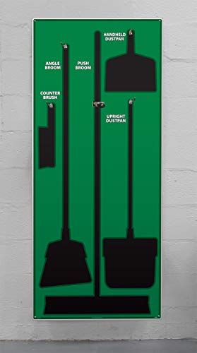 Image of NMC SB103AL 5S Janitorial Shadow Board, Green /Black, 68 inchX30 inch, Heavy-DutyAluminum (Tools Sold Separately)