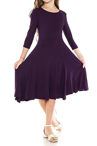 Pastel by Vivienne Honey Vanilla Girls' Princess Seam A-Line Dress with Full Skirt Small 5-6 Years Eggplant