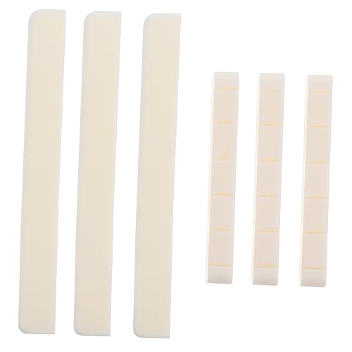 Yardwe 6-string Guitar Bridge Saddle Acoustic Guitar Accessory Natural Bone Easy Install