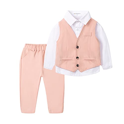 Image of Mud Kingdom Boys Suits for Weddings White Shirts, Vests and Pants Clothes Sets