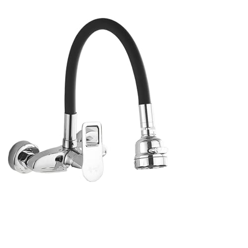Grifo de cocina doble orificio de pared con rociador giratorio 360 B1 2
