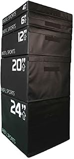 KEFL Sports Soft Foam Plyo Jump Box Black - Premium Soft Foam Stackable Plyometric Box Set - For Home, Gym, Fitness Workouts - Jump & Aerobic Stepping Exercises - 10cm/15cm/30cm/51cm/61cm/Full Set