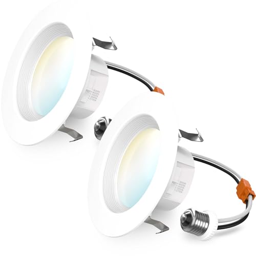 Sunco 4 Inch LED Recessed Lights, 11W 660LM Retrofit Downlight, 5CCT 2700K-5000K, Indoor Dimmable, Baffle Trim, Damp Rated Ceiling Lighting for Kitchen, Bathroom, Bedroom, Energy Star, UL 2 Pack