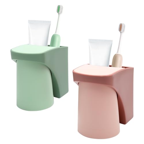 KQDRAVINE Porte-Brosses à Dents 2 Pièces sans Perçage Porte-Brosse à Dents avec Tasse...