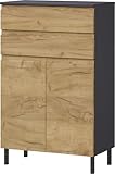 Germania Kommode 8245-564 GW-Salinas, in Graphit/Eiche, mit Selbsteinzug der Schubladen, 60 x 97 x 34 cm (BxHxT)