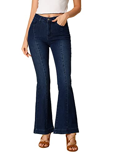 Allegra K Women's High Waist Flare Jeans Retro Stretchy Denim Jean Pants Bell Bottom Jeans