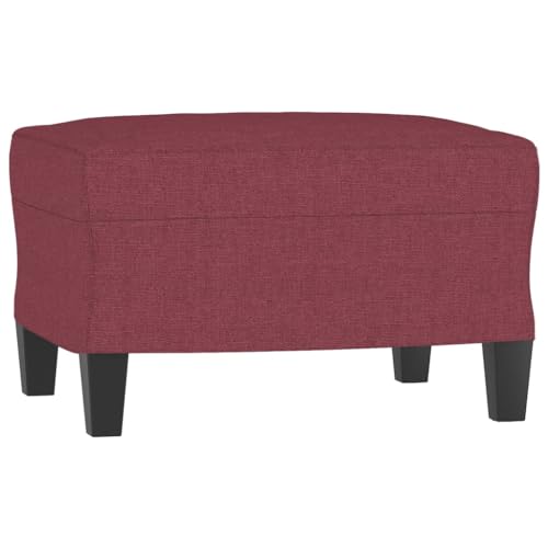vidaXL Sofagarnitur 3-TLG., Sessel Couch mit Kissen Fußhocker, Sofa Wohnzimmersofa mit Armlehnen, Couchgarnitur Designsofa Sitzmöbel Polstermöbel, Weinrot Stoff – Bild 6