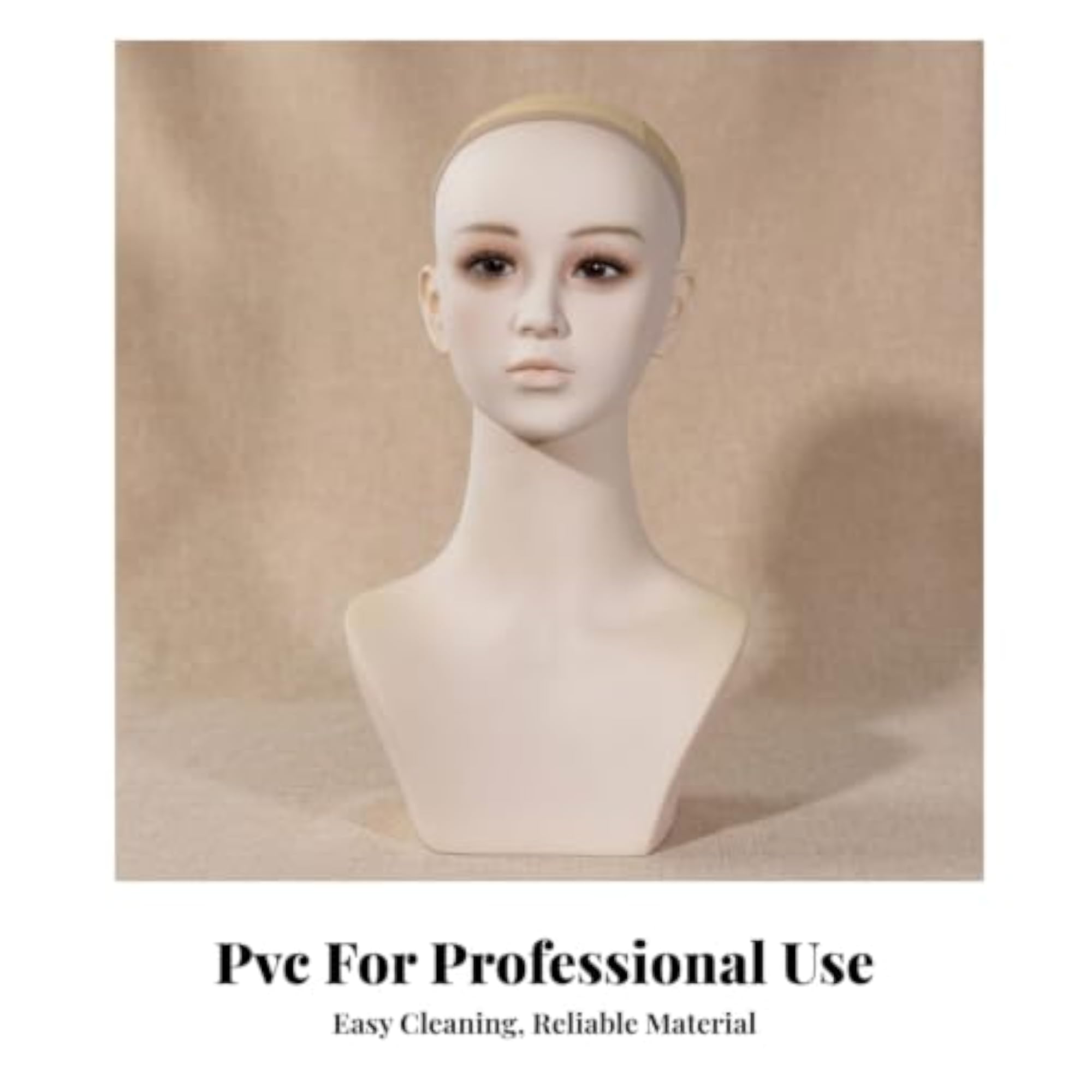 Flesh-Tone HairPC Mannequin Bust PVC Makeup Display Bust