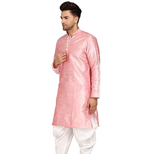 Image of Men's Ethnic Silk Loop Button Kurta