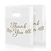 Houseables Thank You Merchandise Bags, Retail Shopping Goodie Bag, Plastic, 16” x 18”, 100 Pk, Low Density, 1.75 Mil Thick, Glossy, Gold and White Color, with Handles, for Stores, Boutiques, Clothes