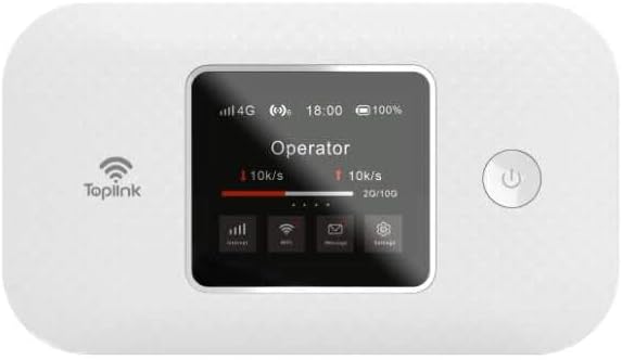 TOPLINK Mobile WiFi Hotspot, 300Mbps Speed, 4600mah bateery,WIFI6，Quad Core Processor, App Compatible (White)