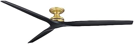 Fanimation Spitfire 3 Blade Flush Ceiling Fan - 21.08 Inches Tall and 84 Inches Wide - Brushed Satin Brass Finish - Black Blade Color