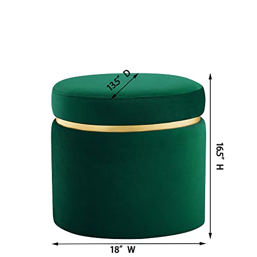Amazon Brand – Rivet Asher Oval Upholstered Storage Ottoman, 18"W, Emerald Velvet #TOP2