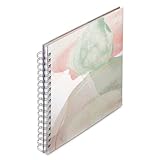 Hama Fotoalbum 28x24 cm (Ringbuch Album mit 50 weißen Seiten, Fotoalbum zum Selbstgestalten u. zum Einkleben, Cover aus Wasserfarben-Print u. Strukturpapier, personalisierbares Album) grün