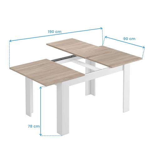 Miniatura 7 de Miroytengo Pack De Muebles De Salón Estilo Nórdico En Color Blanco Y Roble Claro Con Modulo De Tv, Mesa De Centro Y Mesa De Comedor