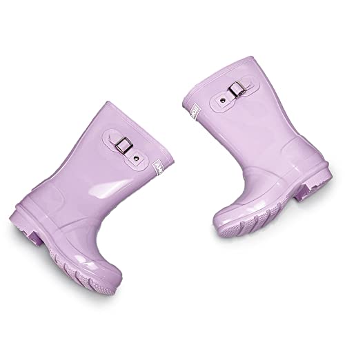 Amoji Girl Rain Boots Youth Rubber Boots Children Outdoor Waterproof Boots Purple 4.5-5 Big Kid #TOP7