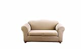 SureFit SF37632 Stretch Stripe Sofa Slipcover, Sand, 2 Piece