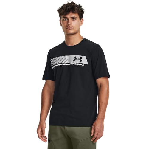 Under Armour Mens Left Chest Stripe Short Sleeve T Shirt, (001) Black/White/MOD Gray, XX-Large