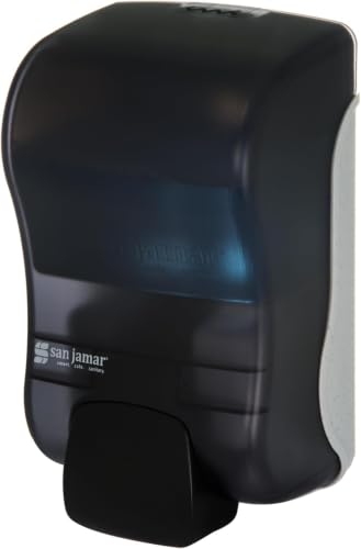 Image of San Jamar Rely Manual Soap Dispenser, Hand Sanitizer Dispenser with Universal Compatibility for Home, Bathroom, Kitchen, Restrooms, Restaurants, Plastic, 900 Ml, Black Pearl (Pack of 6)