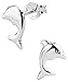 .925 Sterling Silver Hypoallergenic Dolphin Stud Earrings for Young Girls