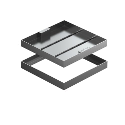 Caniveau de cour en inox 80x80x5 cm avec trappe invisible à carreler pour aménagement d'allée