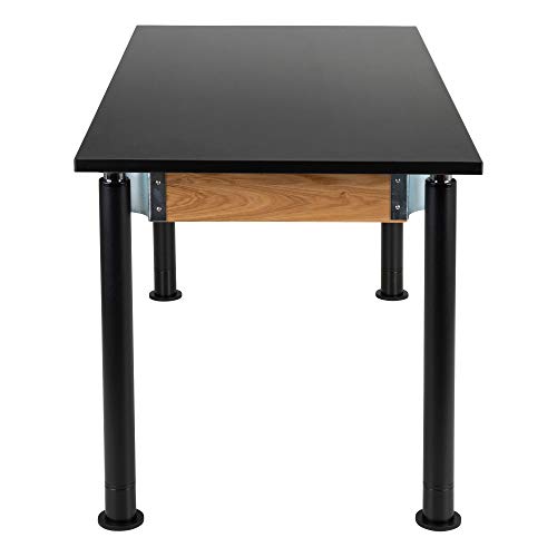 Image of Learniture Heavy-Duty School Science Lab Table with Chemical-Resistant Top, Adjustable Height Science Table for Classrooms, 30 inch D x 60 inch W x 29 inch H, Black