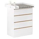 WOLTU Baby Changing Table with 4 Drawers, Dresser Unit for Nursery and Bedroom, MDF + Particleboard, White, WT008ws