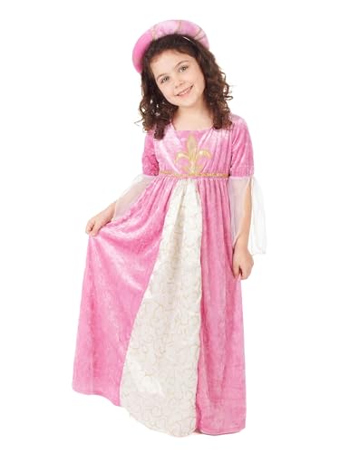 DEGUISE TOI - Déguisement princesse médiévale rose et or fille - Robe - Coiffe - M 7-9 ans (120-130 cm) - Rose - Déguisements enfants - 100% Polyester -...
