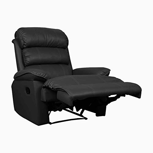 Image of Franklin Recliner, Ultra Comfortable and Durable Ergonomic Single Seat Reclining Sofa, Living Room Recliner Chair with Thickened Padded Arm /Back, Leatherette, Black Color
