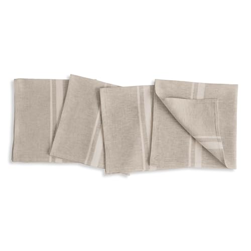 Servilletas de lino blanco y natural 20x20 pulgadas x4 miniatura 1