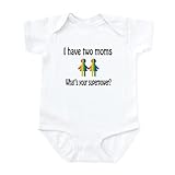 CafePress I Have Two Moms, Whats Your Super Power? Body Suit Cute Infant Bodysuit Baby Romper Cloud White