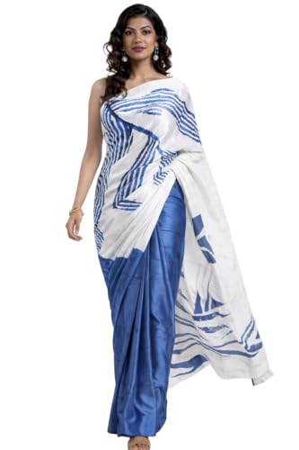 Image of Japan Satin Floral Print Saree for Women with Blouse Piece - Satin Finish Draped Saree