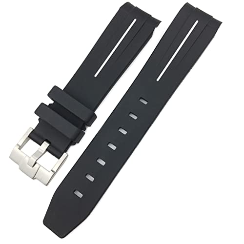 Bracelet en caoutchouc flexible pour Rolex Deepsea avec boucle argentée